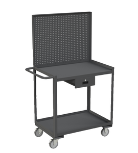 Durham RSC-2436-2-PB-1DR-95 Stock Cart, 2 Shelves, 1 Drawer, Pegboard, 24-1/4 X 42-1/4 X 67-5/8