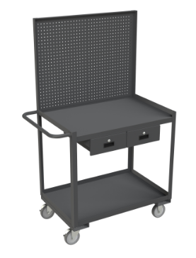 Durham RSC-2436-2-PB-2DR-95 Stock Cart, 2 Shelves, 2 Drawers, Pegboard, 24-1/4 X 42-1/4 X 65-5/8