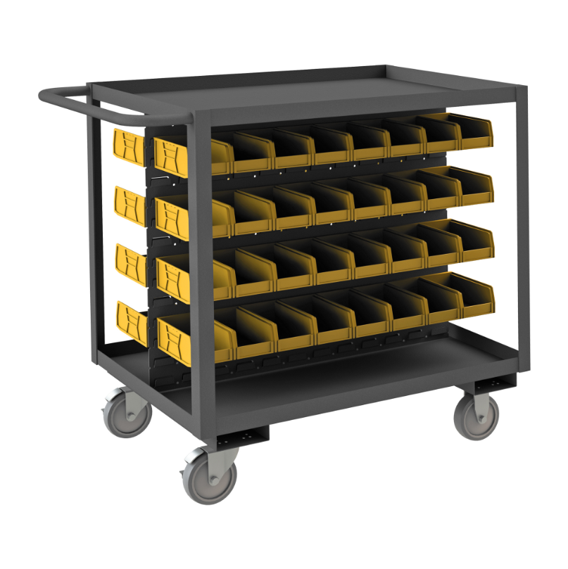 Durham RSC-2436-BLP-64-220-95 Stock Cart, 2 Shelves, 64 Bins, 24-1/4 X 42-1/4 X 37-5/8