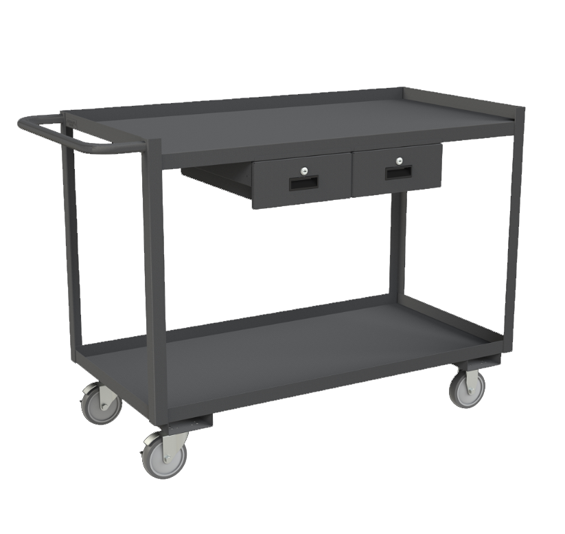 Durham RSC-2448-2-2DR-95 Stock Cart, 2 Shelves, 2 Drawers, 24-1/4 X 54-1/4 X 37-5/8