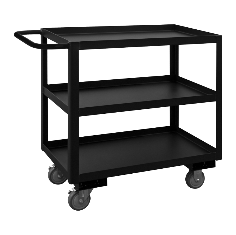 Durham RSC-183033-3-4PU-08T Stock Cart, 3 Shelves, Black, 18-1/4 X 36-1/4 X 33