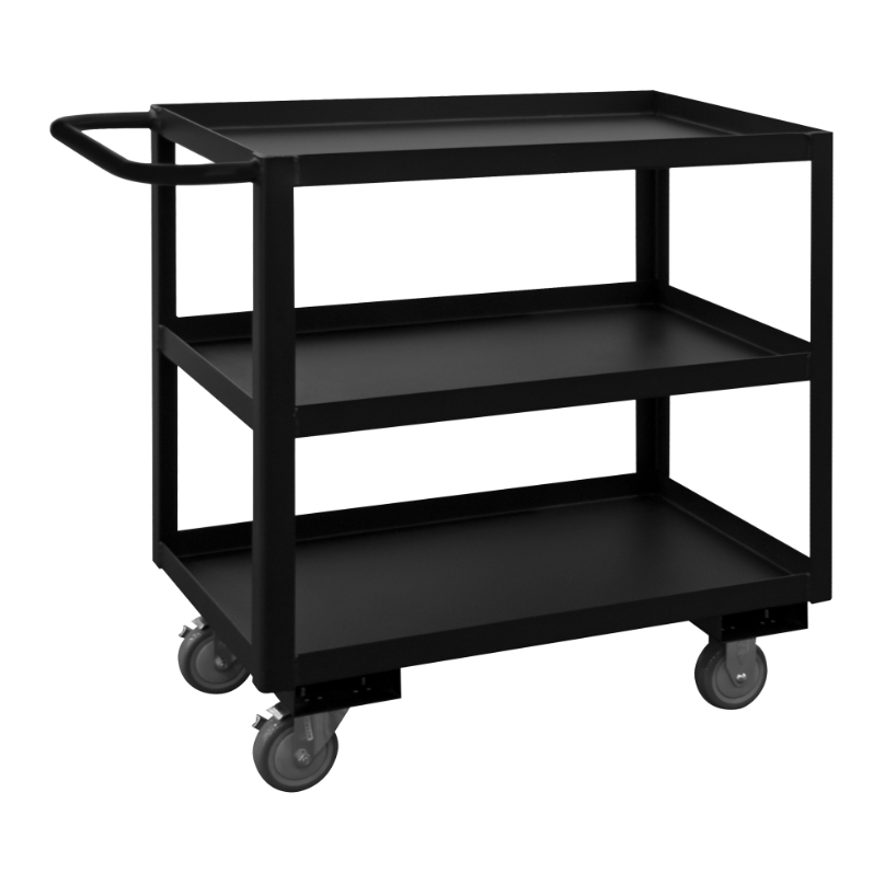 Durham RSC-244833-3-4PU-08T Stock Cart, 3 Shelves, Black, 24-1/4 X 54-1/4 X 33