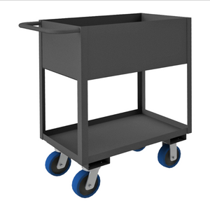 Durham RSC12-2436-2-3.6K-6PU-95 Stock Cart, 2 Shelves With High Lips, 24-1/4 X 42-1/4 X 39