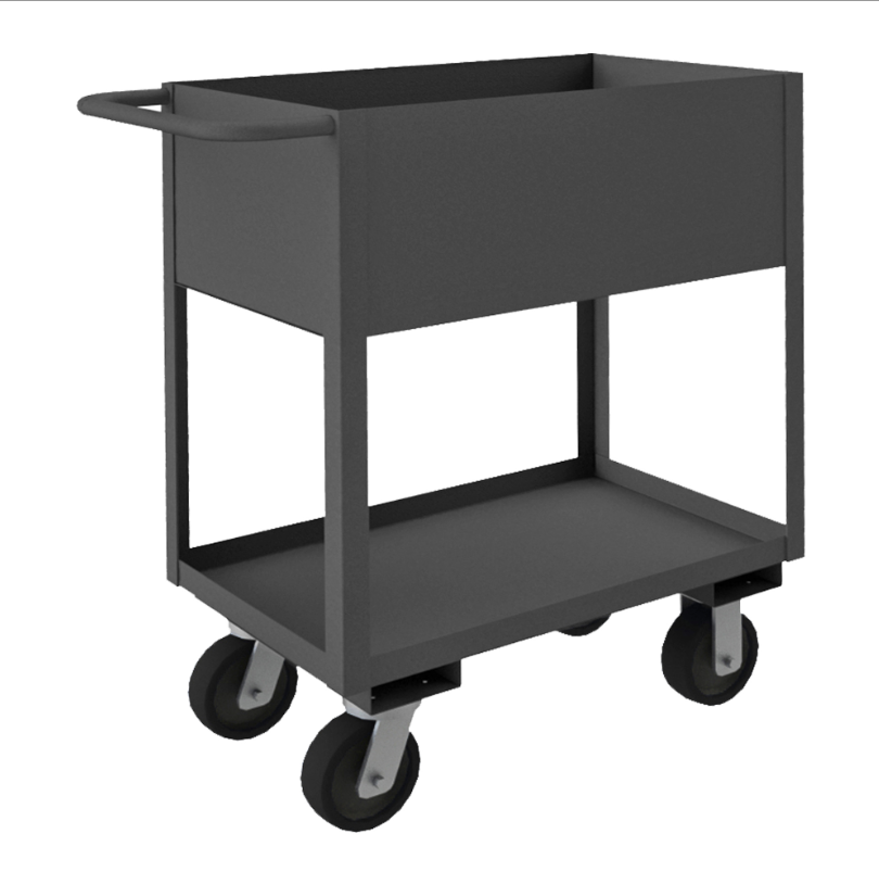 Durham RSC12-1830-2-3.6K-95 Stock Cart, 2 Shelves With High Lips, 18-1/4 X 36-1/4 X 39