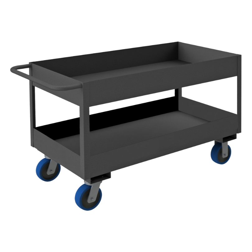 Durham RSC6-2436-2-3.6K-6PU-95 Stock Cart, 2 Shelves With High Lips, 24-1/4 X 42-1/4 X 39