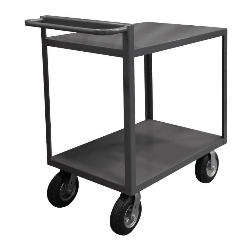 Durham RSCR-2448-ALD-95 Stock Cart, 2 Shelves, Raised Handle, 24-1/4 X 54-1/4 X 43-11/16