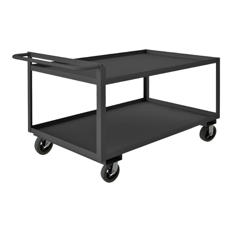 Durham RSCR306038ALU10SPN95 Stock Cart, 2 Shelves, Raised Handle, 30-1/4 X 66-1/4 X 38-1/4