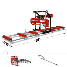 Load image into Gallery viewer, MechMaxx 36" MAX Portable Sawmill, 22HP 688cc HONDA GX690 V-Twin Engine, 36" Board Width, 20' Track Length, (10 x Blades Included), SM-36HMAX