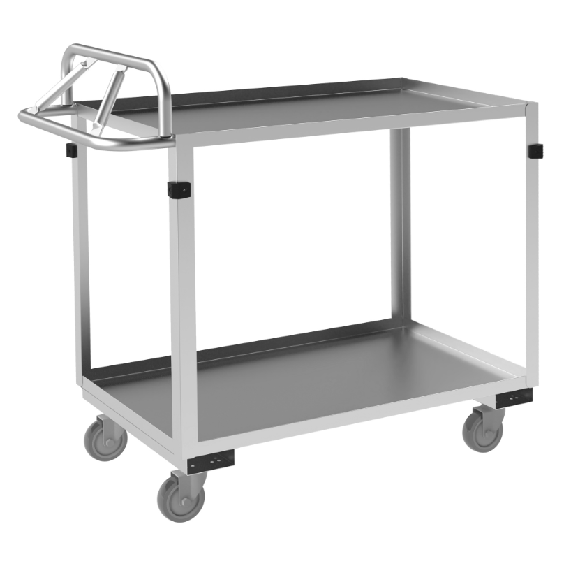 Durham SRSCE2022362ALU4PU Stainless Steel Stock Cart, 2 Shelves, Ergonomic Handle, 22-1/2 X 42-9/16 X 39-7/8