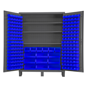 Durham SSC-185-3S-5295 Cabinet, 14 Gauge, 3 Shelves, 185 Blue Bins, 60 X 24 X 84