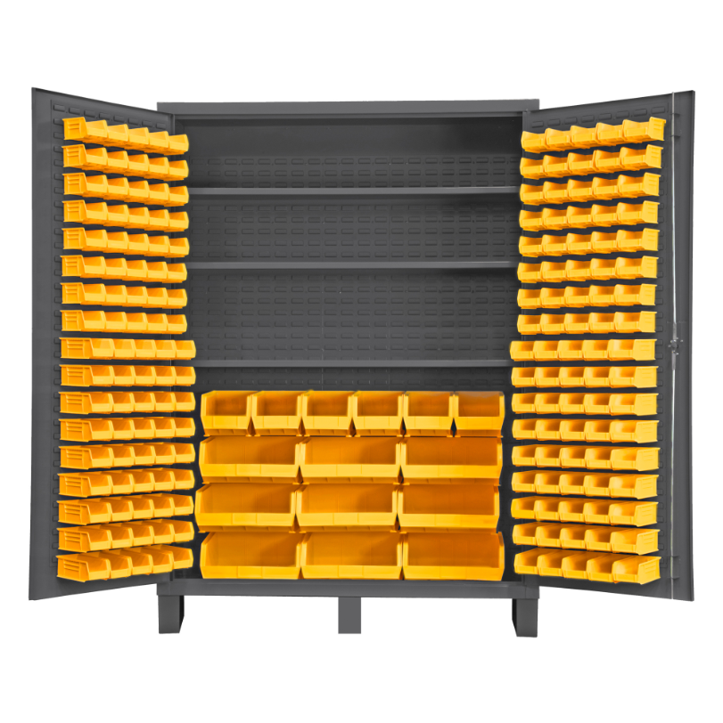 Durham SSC-185-3S-95 Cabinet, 14 Gauge, 3 Shelves, 185 Yellow Bins, 60 X 24 X 84