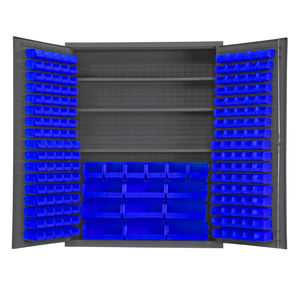 Durham SSC-185-3S-NL-5295 Cabinet, 14 Gauge, 3 Shelves, 185 Blue Bins, 60 X 24 X 78