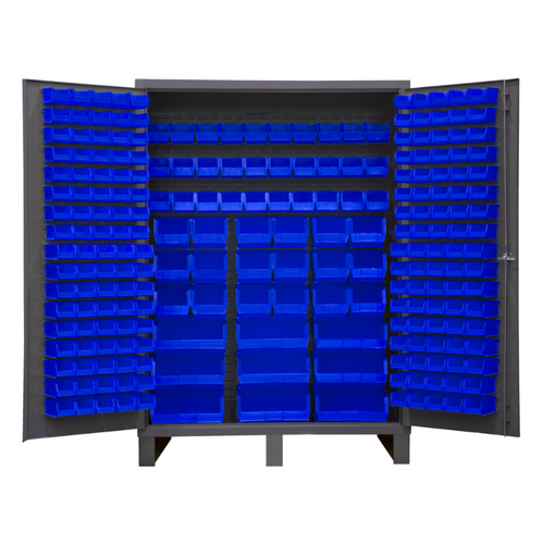 Durham SSC-227-5295 Cabinet, 14 Gauge, 227 Blue Bins, 60 X 24 X 84