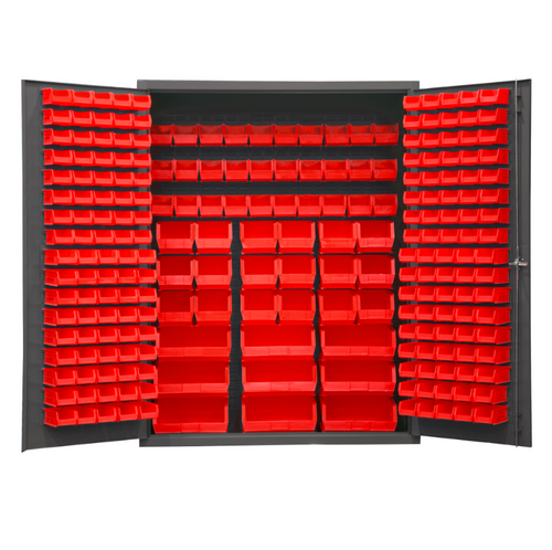 Durham SSC-227-NL-1795 Cabinet, 14 Gauge, 227 Red Bins, 60 X 24 X 78