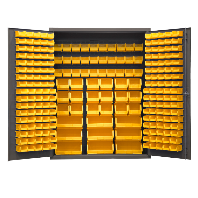 Durham SSC-227-NL-95 Cabinet, 14 Gauge, 227 Yellow Bins, No Legs, 60 X 24 X 78