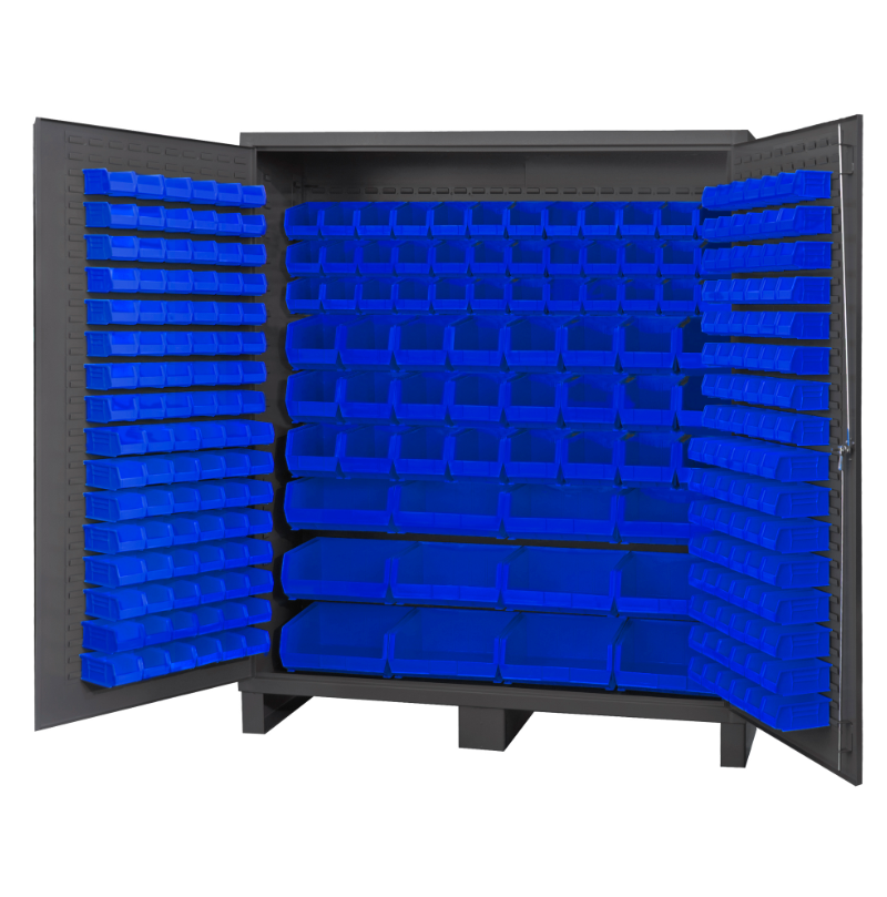 Durham SSC-722484-BDLP-264-5295 Cabinet, 14 Gauge, 264 Blue Bins, 72 X 24 X 84