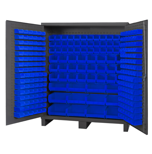 Durham SSC-722484-BDLP-264-5295 Cabinet, 14 Gauge, 264 Blue Bins, 72 X 24 X 84