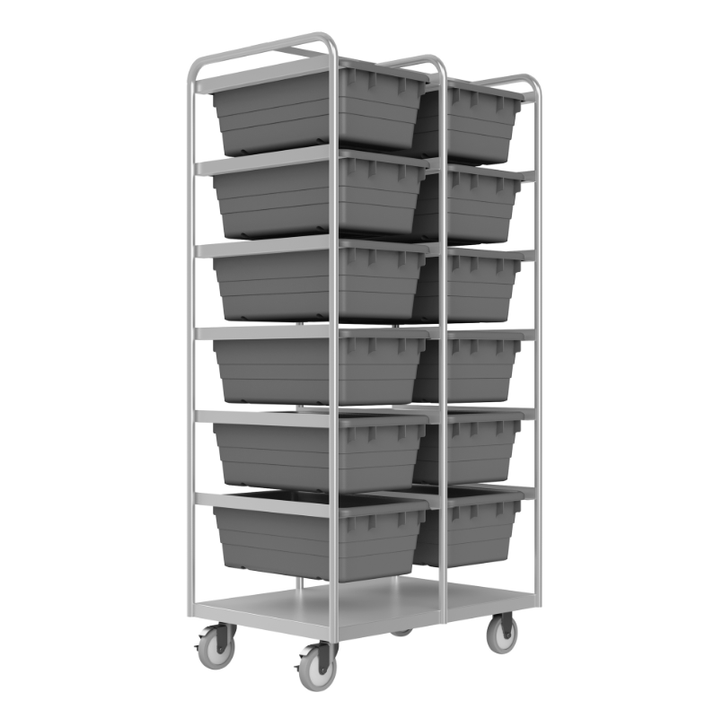 Durham STBR-303672-12-5PU Stainless Steel Tub Rack Cart, 12 Bins, 36-3/4 X 26 X 73-3/4