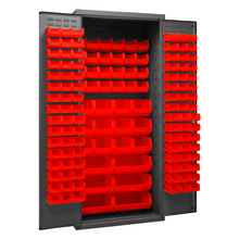 Load image into Gallery viewer, Durham 2500-138B-1795 Cabinet, 16 Gauge, 138 Red Bins, 36 X 24 X 84