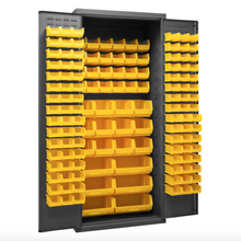 Load image into Gallery viewer, Durham 2500-138B-95 Cabinet, 16 Gauge, 138 Yellow Bins, 36 X 24 X 84