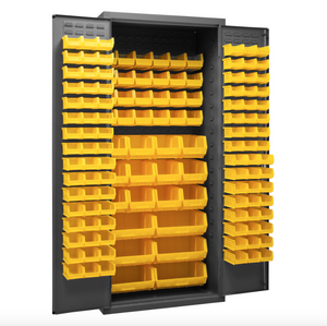 Durham 2500-138B-95 Cabinet, 16 Gauge, 138 Yellow Bins, 36 X 24 X 84