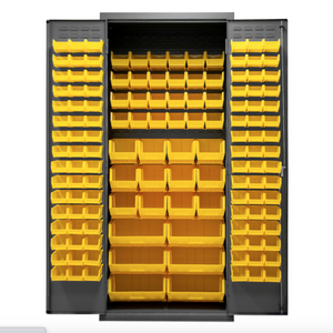 Durham 2500-138B-95 Cabinet, 16 Gauge, 138 Yellow Bins, 36 X 24 X 84