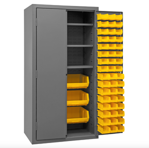 Durham 2501-BDLP-102-3S-95 Cabinet, 16 Gauge, 102 Yellow Bins, 3 Shelves, 36 X 24 X 72