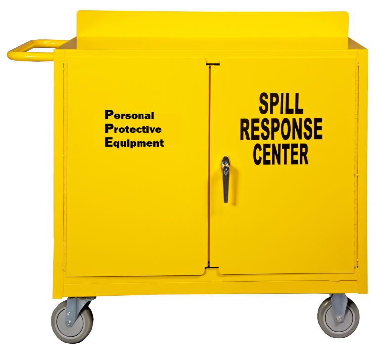 Durham 2210-50 Spill Control/Ppe Cart, 1 Shelf, Yellow, 42-1/8 X 18-1/4 X 36-3/8