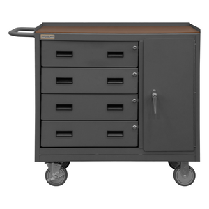 Durham 2211A-TH-LU-95 Mobile Bench Cabinet, 1 Shelf, Hard Board Top, 18-1/4 X 42-1/8 X 36-3/8