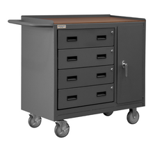 Load image into Gallery viewer, Durham 2211A-TH-LU-95 Mobile Bench Cabinet, 1 Shelf, Hard Board Top, 18-1/4 X 42-1/8 X 36-3/8