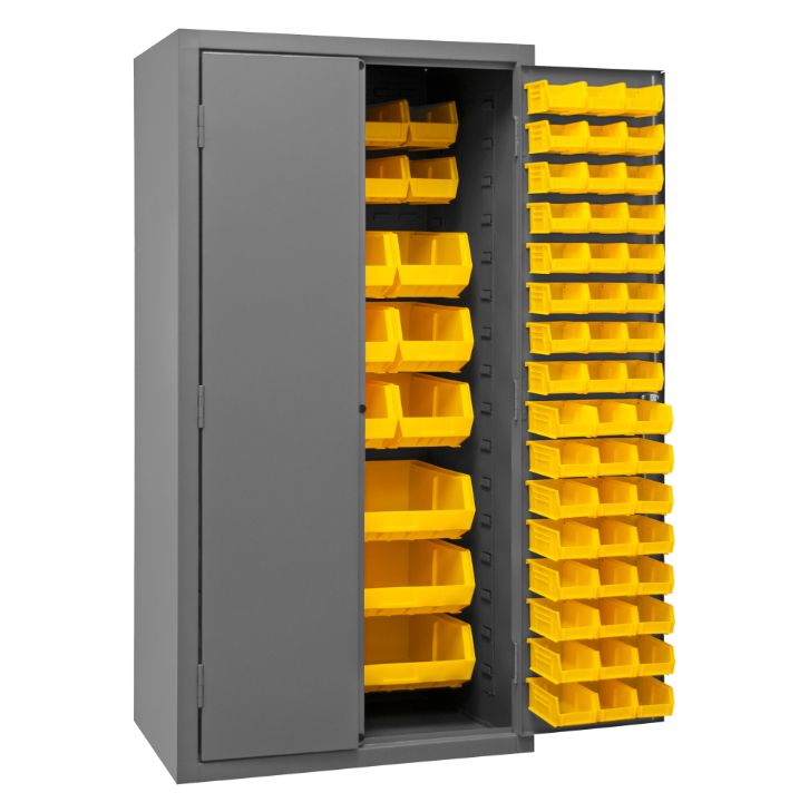 Durham 2501-BDLP-126-95 Cabinet, 16 Gauge, 126 Yellow Bins, 36 X 24 X 72