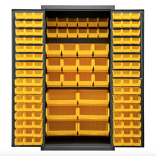 Load image into Gallery viewer, Durham 2501-BDLP-126-95 Cabinet, 16 Gauge, 126 Yellow Bins, 36 X 24 X 72