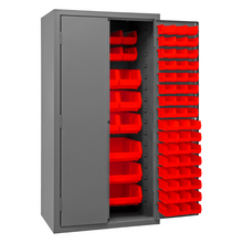 Load image into Gallery viewer, Durham 2501-BDLP-126-1795 Cabinet, 16 Gauge, 126 Red Bins, 36 X 24 X 72