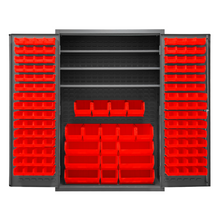 Load image into Gallery viewer, Durham 2502-138-3S-1795 Cabinet, 16 Gauge, 3 Shelves, 138 Red Bins, 48 X 24 X 72