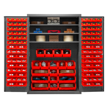 Load image into Gallery viewer, Durham 2502-138-3S-1795 Cabinet, 16 Gauge, 3 Shelves, 138 Red Bins, 48 X 24 X 72