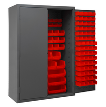 Load image into Gallery viewer, Durham 2502-186-1795 Cabinet, 16 Gauge, 186 Red Bins, 48 X 24 X 72