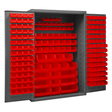 Load image into Gallery viewer, Durham 2502-186-1795 Cabinet, 16 Gauge, 186 Red Bins, 48 X 24 X 72