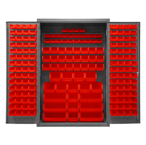 Durham 2502-186-1795 Cabinet, 16 Gauge, 186 Red Bins, 48 X 24 X 72