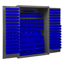 Load image into Gallery viewer, Durham 2502-186-5295 Cabinet, 16 Gauge, 186 Blue Bins, 48 X 24 X 72