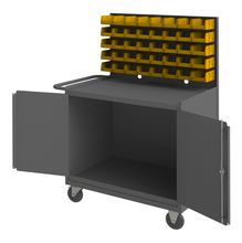 Load image into Gallery viewer, Durham 3112-32B-LU-5PO-95 Mobile Workstation, 32 Bins And Cabinet, 24-3/8 X 42-3/8 X 58