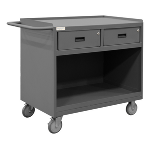 Durham 3117-95 Mobile Bench Cabinet, 2 Drawers, No Doors, Steel Top, 24-1/4 X 42-1/8 X 36-3/8