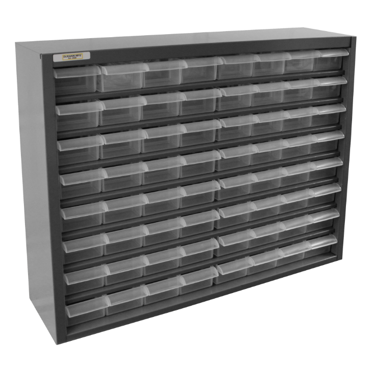 Durham 317-95 Bin Cabinet, 64 Plastic Drawers, 25-7/8 X 6-3/8 X 21-3/8