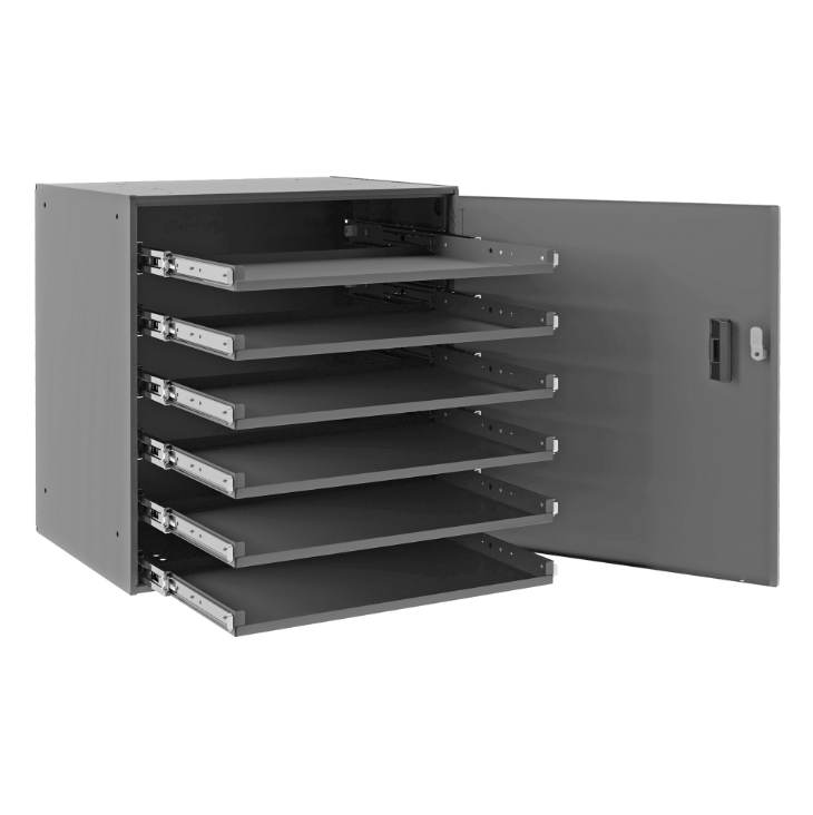 Durham 321B-95-DR Large Bearing Slide Rack, 6 Compartments, Locking Door