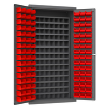 Load image into Gallery viewer, Durham 3501-DLP-72/40B-96-1795 Cabinet, 14 Gauge, 112 Steel Bins, 96 Red Bins, 36 X 24 X 72