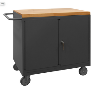 Durham 3119-MT-95 Mobile Bench Cabinet, 4 Drawers, 2 Doors, Maple Top, 24-1/4 X 42-1/8 X 37-1/8