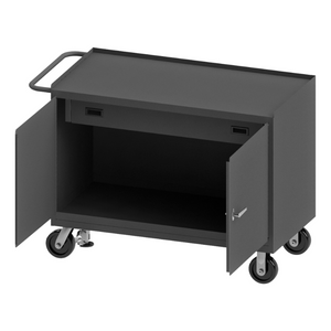 Durham 3413-FL-95 Mobile Bench Cabinet, 1 Drawer, Floor Lock, Steel Top, 24-1/4 X 54-1/8 X 37-3/4