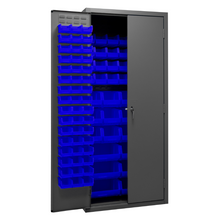 Load image into Gallery viewer, Durham 3500-138B-5295 Cabinets, 14 Gauge, 138 Blue Bins, 36 X 24 X 84