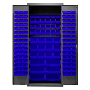 Durham 3500-138B-5295 Cabinets, 14 Gauge, 138 Blue Bins, 36 X 24 X 84