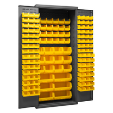 Load image into Gallery viewer, Durham 3500-138B-95 Cabinets, 14 Gauge, 138 Yellow Bins, 36 X 24 X 84