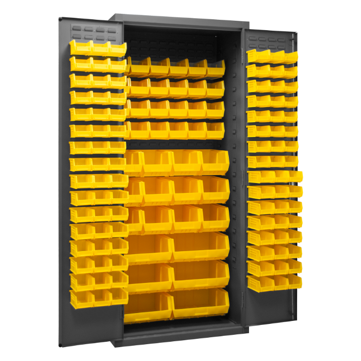 Durham 3500-138B-95 Cabinets, 14 Gauge, 138 Yellow Bins, 36 X 24 X 84